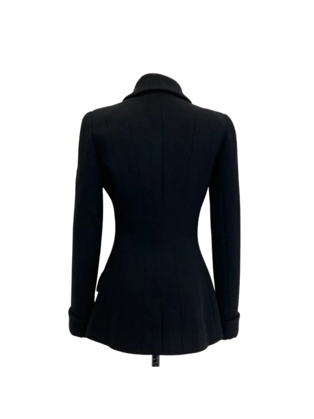 Chanel Vintage CC Logo Button Tweed Jacket Skirt Set 38 Black